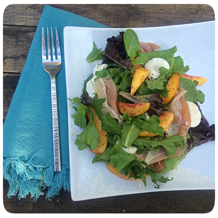 Heirloom Tomato, Peach & Fresh Mozzarella Crostini